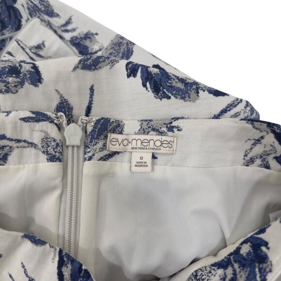 Eva Mendes Floral Blazer SZ 6 & Pencil Skirt SZ 0 Suit Set Off White/Blue/ Lined - Picture 6 of 16